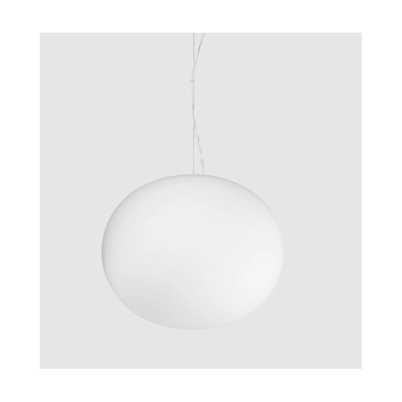 SOSPENSIONE SINGOLA 3 MISURE IN VETRO BIANCO SOFFIATO MODERNA CON LAMPADINA ATTACCO E27