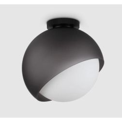 PICCOLA PLAFONIERA A SFERA 2 MISURE IN METALLO NERO E OTTONE LAMPADINA ATTACCO E27 DESIGN MODERNO