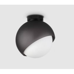 PICCOLA PLAFONIERA A SFERA 2 MISURE IN METALLO NERO E OTTONE LAMPADINA ATTACCO E27 DESIGN MODERNO 2