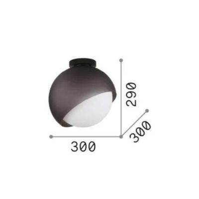 PICCOLA PLAFONIERA A SFERA 2 MISURE IN METALLO NERO E OTTONE LAMPADINA ATTACCO E27 DESIGN MODERNO