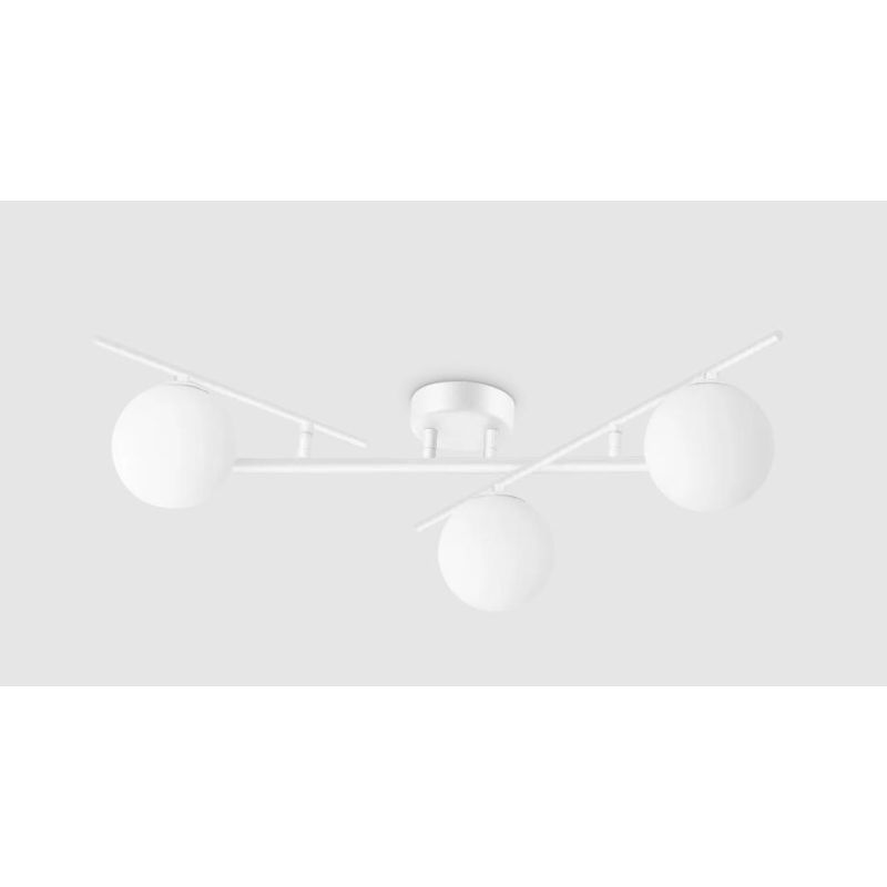 PLAFONIERA 3 LUCI IN METALLO BIANCO,NERO E ORO DIFFUSORI IN VETRO BIANCO LAMPADINE G9 INCLUSE