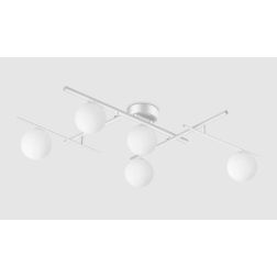 PLAFONIERA 5 LUCI IN METALLO BIANCO,NERO E ORO DIFFUSORI IN VETRO BIANCO LAMPADINE G9 INCLUSE 2