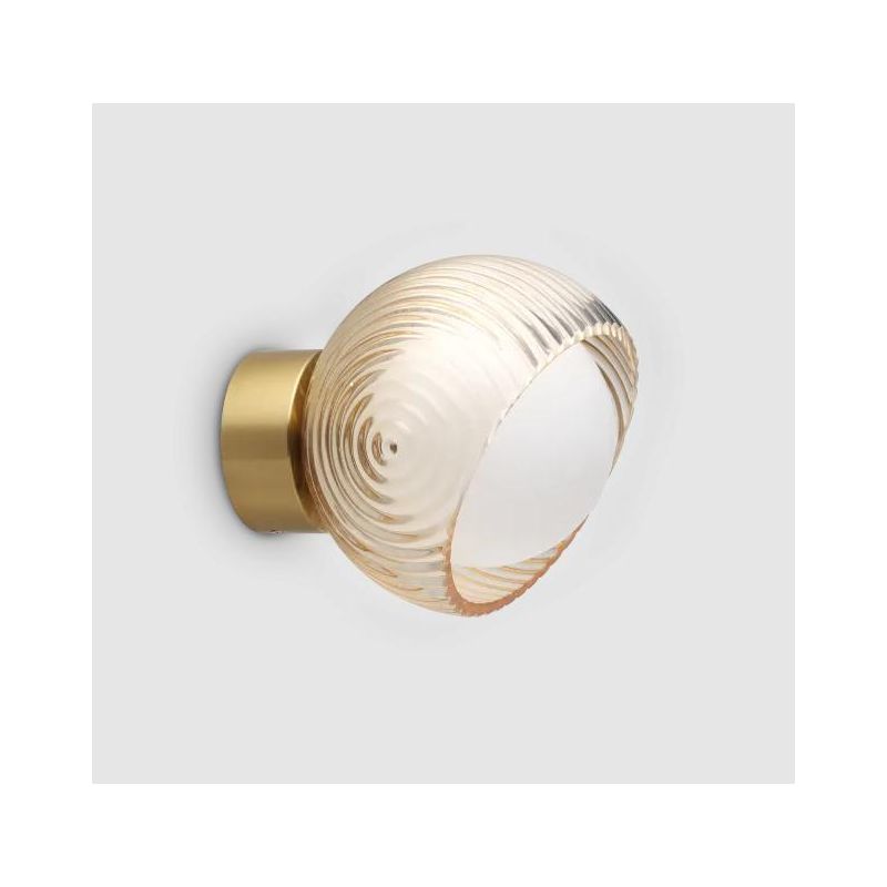 PICCOLA APPLIQUE A SFERA 2 MISURE IN METALLO NERO E OTTONE LAMPADINA ATTACCO G9 E E27 DESIGN MODERNO