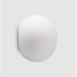 APPLIQUE A SFERA D15 CM IN VETRO BIANCO SOFFIATO MODERNA LAMPADINA G9 INCLUSA
