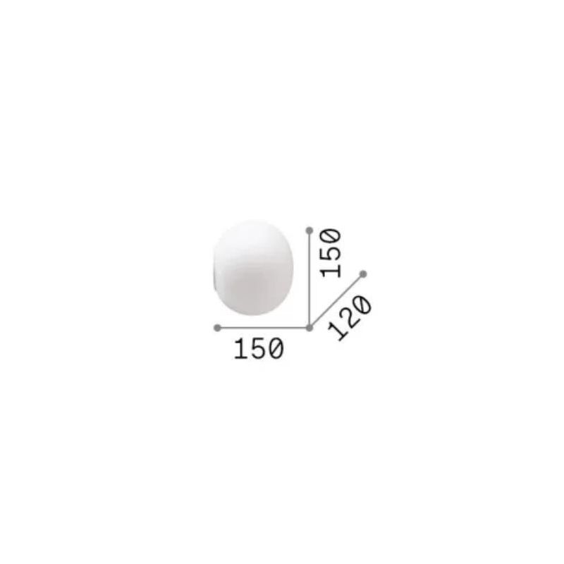 APPLIQUE A SFERA D15 CM IN VETRO BIANCO SOFFIATO MODERNA LAMPADINA G9 INCLUSA