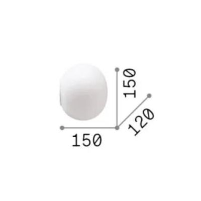 APPLIQUE A SFERA D15 CM IN VETRO BIANCO SOFFIATO MODERNA LAMPADINA G9 INCLUSA