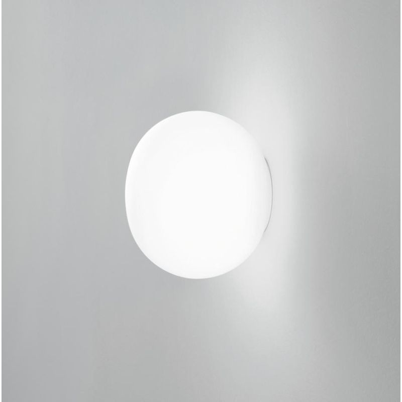 APPLIQUE A SFERA D15 CM IN VETRO BIANCO SOFFIATO MODERNA LAMPADINA G9 INCLUSA