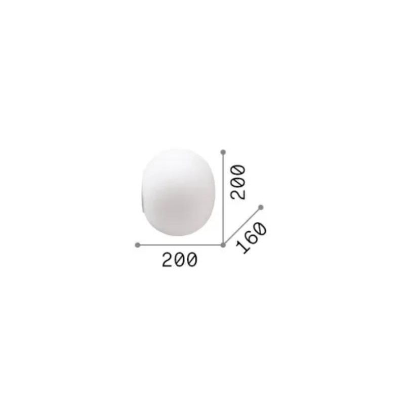 LAMPADA DA PARETE A SFERA D20 CM IN VETRO BIANCO SOFFIATO MODERNA LAMPADINA ATTACCO E14