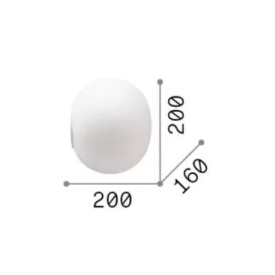 LAMPADA DA PARETE A SFERA D20 CM IN VETRO BIANCO SOFFIATO MODERNA LAMPADINA ATTACCO E14
