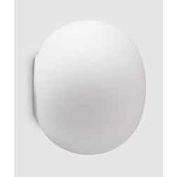 LAMPADA DA PARETE A SFERA D20 CM IN VETRO BIANCO SOFFIATO MODERNA LAMPADINA ATTACCO E14