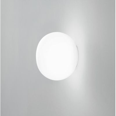 LAMPADA DA PARETE A SFERA D20 CM IN VETRO BIANCO SOFFIATO MODERNA LAMPADINA ATTACCO E14