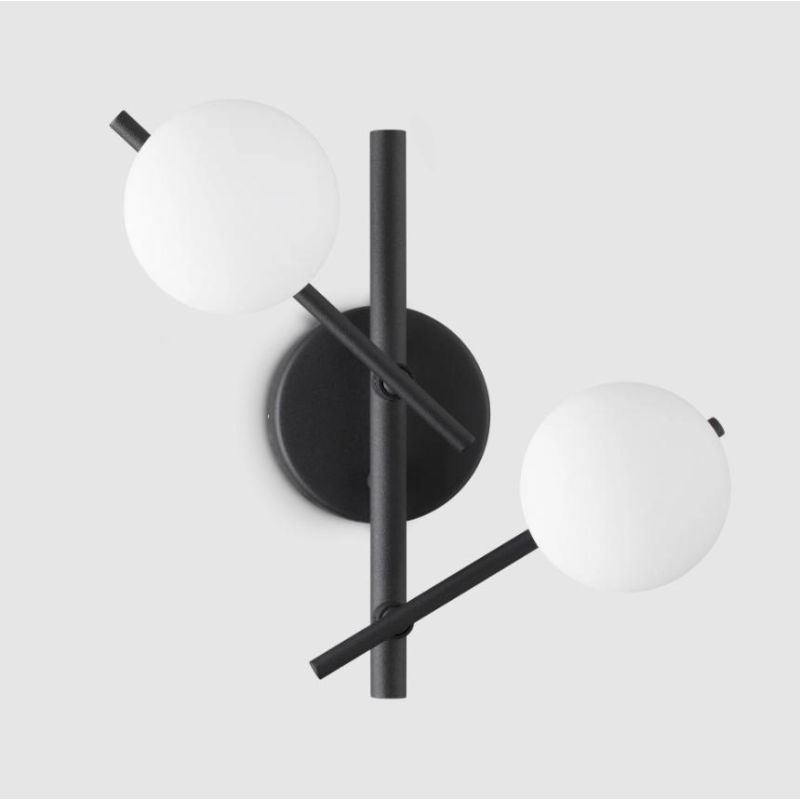 LAMPADA DA PARETE 2 LUCI IN METALLO BIANCO,NERO E ORO DIFFUSORI IN VETRO BIANCO LAMPADINE G9 INCLUSE