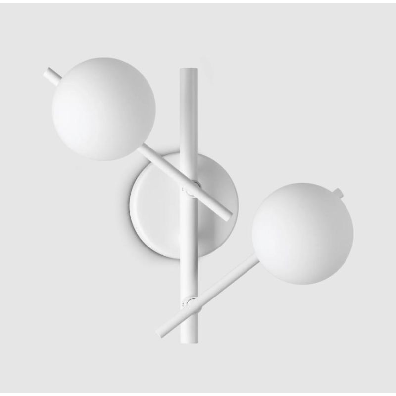 LAMPADA DA PARETE 2 LUCI IN METALLO BIANCO,NERO E ORO DIFFUSORI IN VETRO BIANCO LAMPADINE G9 INCLUSE