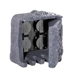 9962-11 TORRETTA DA ESTERNO 4 ATTACCHI SCHUKO POLIESTERE EFFETTO PIETRA TRIO LIGHTING - Cristalensi Shop Online 2