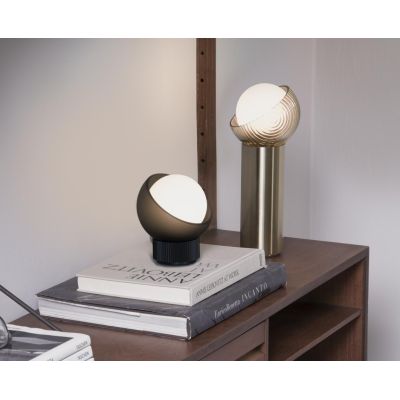 LAMPADA DA TAVOLO IN 2 MISURE METALLO NERO E OTTONE LAMPADINA G9 INCLUSA DESIGN MODERNO