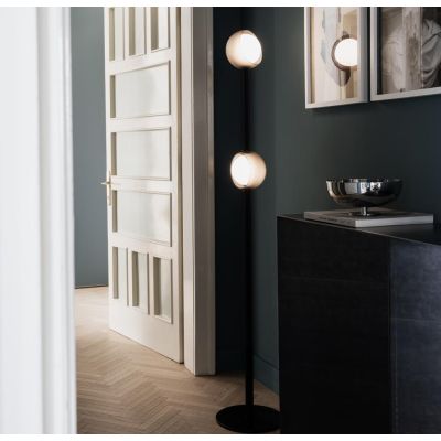PIANTANA A LED 11W LUCE 3000K H170 CM METALLO NERO E OTTONE  DESIGN MODERNO