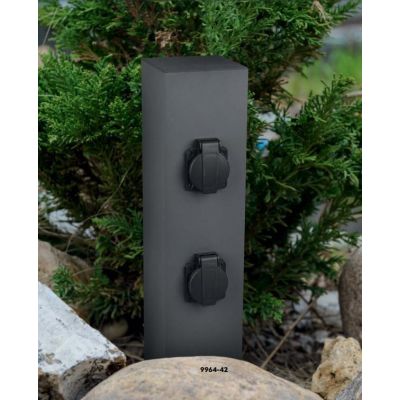 9964-42 COLONNINA DA ESTERNO 4 ATTACCHI SCHUKO IP44 ALLUMINIO COL ANTRACITE H40 TRIO LIGHTING - Cristalensi Shop Online