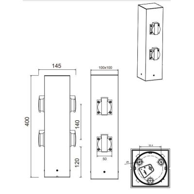 9964-42 COLONNINA DA ESTERNO 4 ATTACCHI SCHUKO IP44 ALLUMINIO COL ANTRACITE H40 TRIO LIGHTING - Cristalensi Shop Online