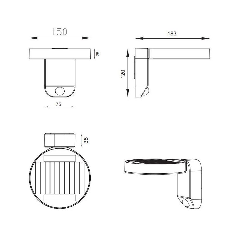 POSADAS APPLIQUE DA ESTERNO IP44 AD ENERGIA SOLARE E CON SENSORE DI MOVIMENTO ANTRACITE LED 4,5W RL - Cristalensi Shop Online