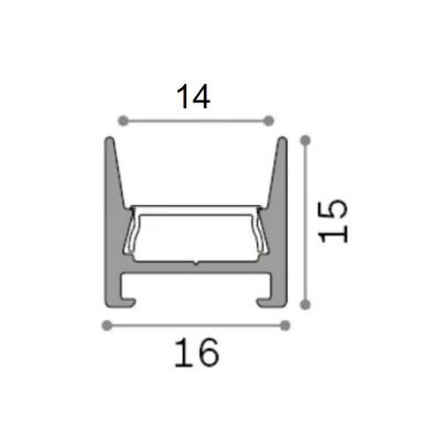PROFILO ALTO IN ALLUMINIO PER STRIP LED MAX 14 MM LUNGHEZZA 2 MT  COLORE BIANCO 2 ALTEZZE