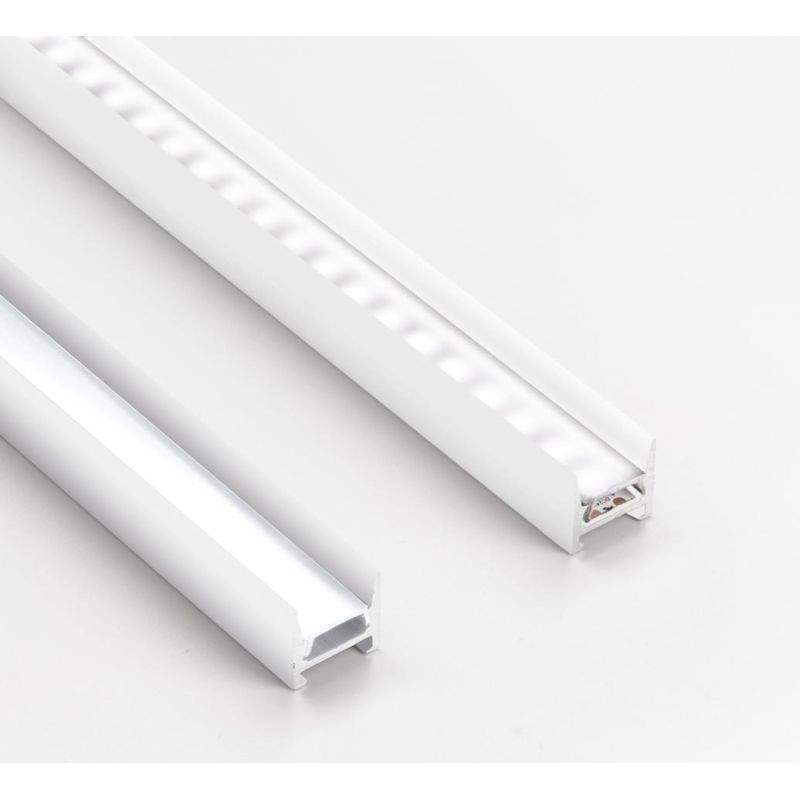 PROFILO ALTO IN ALLUMINIO PER STRIP LED MAX 14 MM LUNGHEZZA 2 MT  COLORE BIANCO 2 ALTEZZE