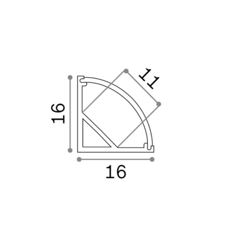 PROFILO ANGOLARE PER STRIP LED MAX 16 MM LINEARE CON LUNGHEZZA 2 MT O 3 MT COLORE BIANCO