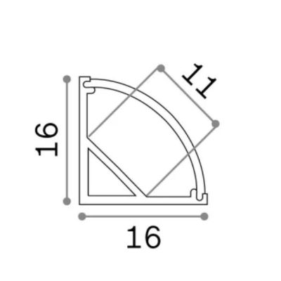 PROFILO ANGOLARE PER STRIP LED MAX 16 MM LINEARE CON LUNGHEZZA 2 MT O 3 MT COLORE BIANCO