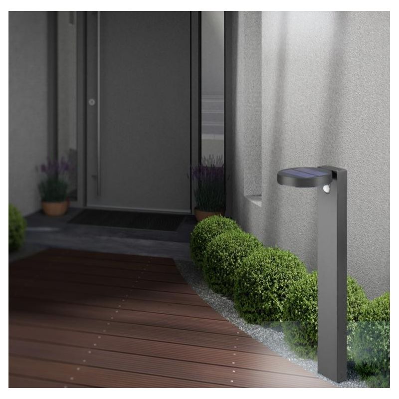 POSADAS PALO DA ESTERNO IP44 AD ENERGIA SOLARE E CON SENSORE DI MOVIMENTO ANTRACITE LED 4,5W RL - Cristalensi Shop Online