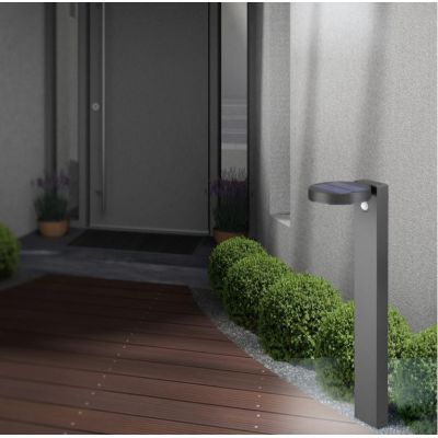 POSADAS PALO DA ESTERNO IP44 AD ENERGIA SOLARE E CON SENSORE DI MOVIMENTO ANTRACITE LED 4,5W RL - Cristalensi Shop Online