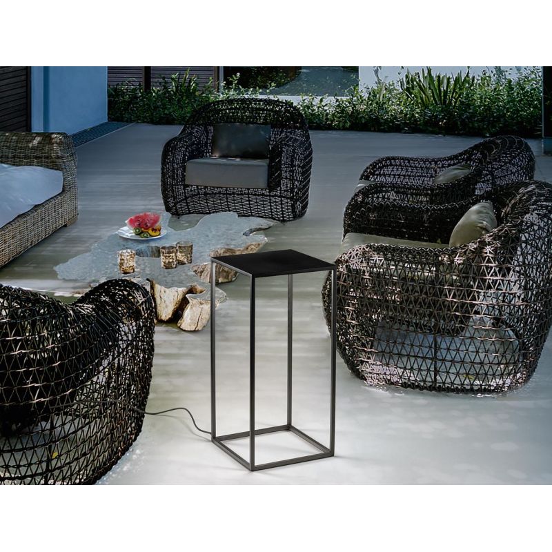 LAMPADA DA TERRA DA ESTERNO IP44 ALLUMINIO NERO LED 16W LUCE 3000K LANTERNA RETTANGOLARE MODERNA