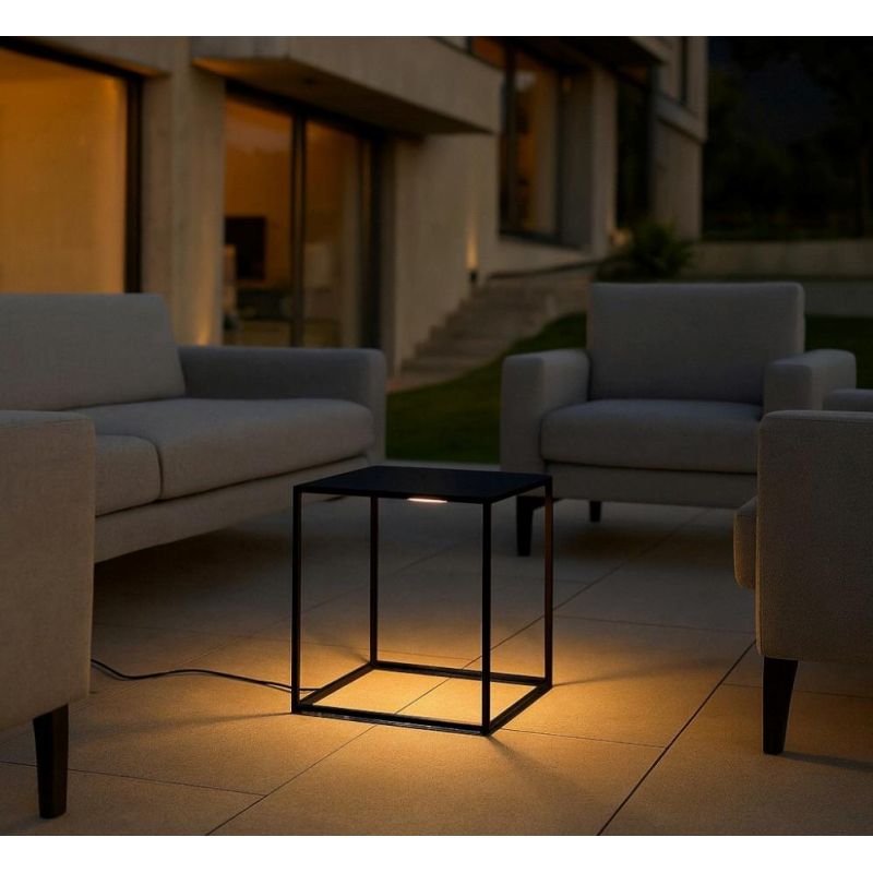 LAMPADA DA TERRA QUADRATA DA ESTERNO IP44 ALLUMINIO NERO LED 16W LUCE 3000K MODERNA