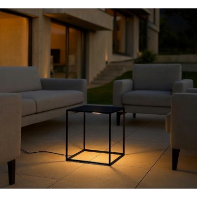 LAMPADA DA TERRA QUADRATA DA ESTERNO IP44 ALLUMINIO NERO LED 16W LUCE 3000K MODERNA