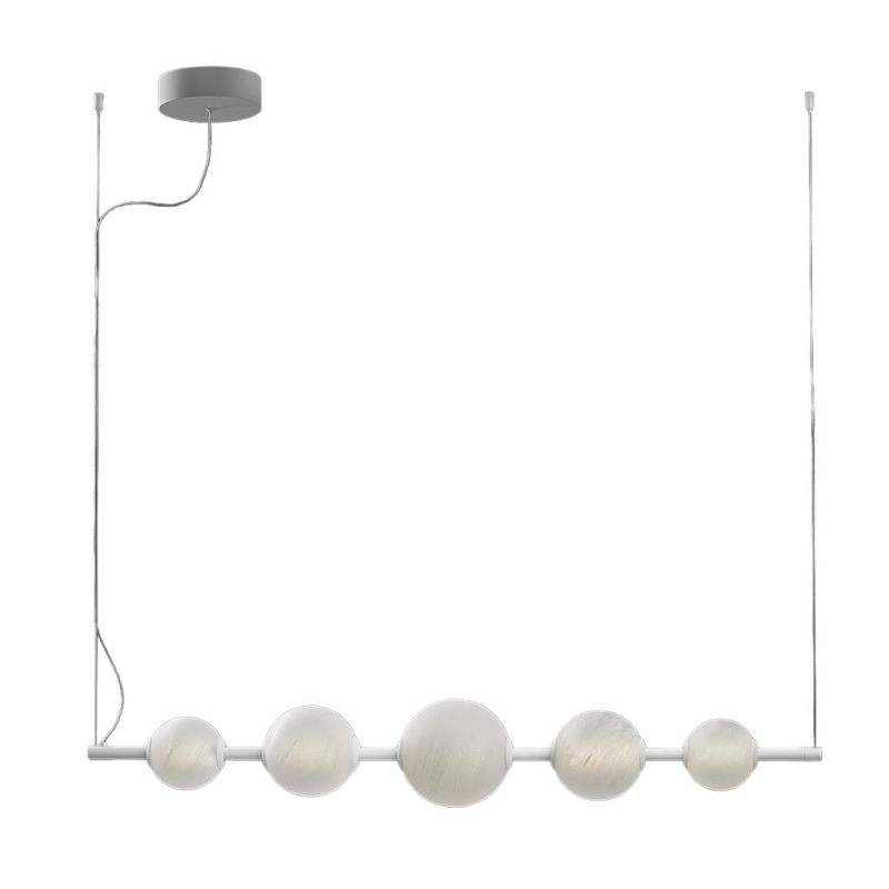 STICK SOSPENSIONE LINEARE LED 50W BIANCA O NERA DIFFUSORI IN VETRO EFFETTO ALABASTRO LUCE 3000K DIMMERABILE