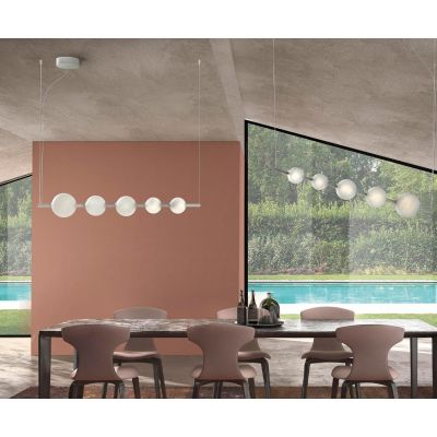 STICK SOSPENSIONE LINEARE LED 50W BIANCA O NERA DIFFUSORI IN VETRO EFFETTO ALABASTRO LUCE 3000K DIMMERABILE