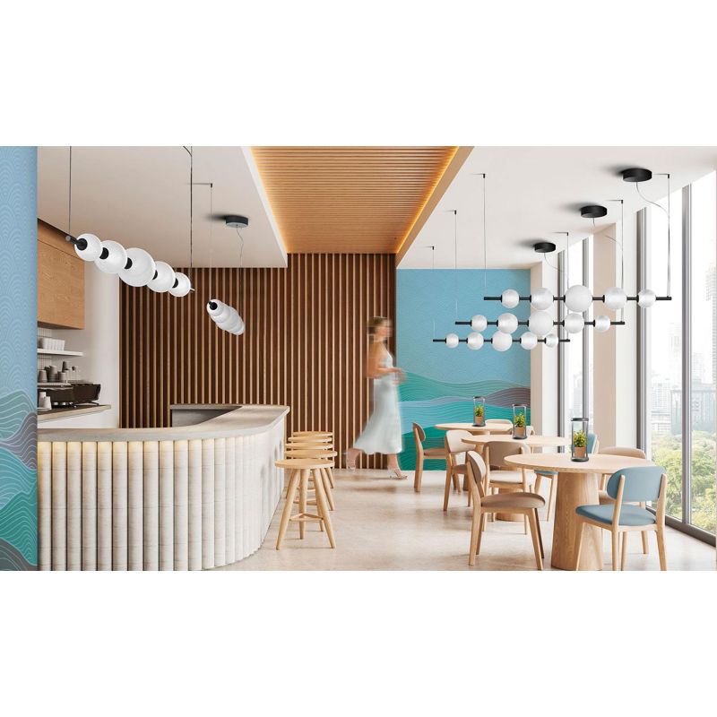 STICK SOSPENSIONE LINEARE LED 50W BIANCA O NERA DIFFUSORI IN VETRO EFFETTO ALABASTRO LUCE 3000K DIMMERABILE