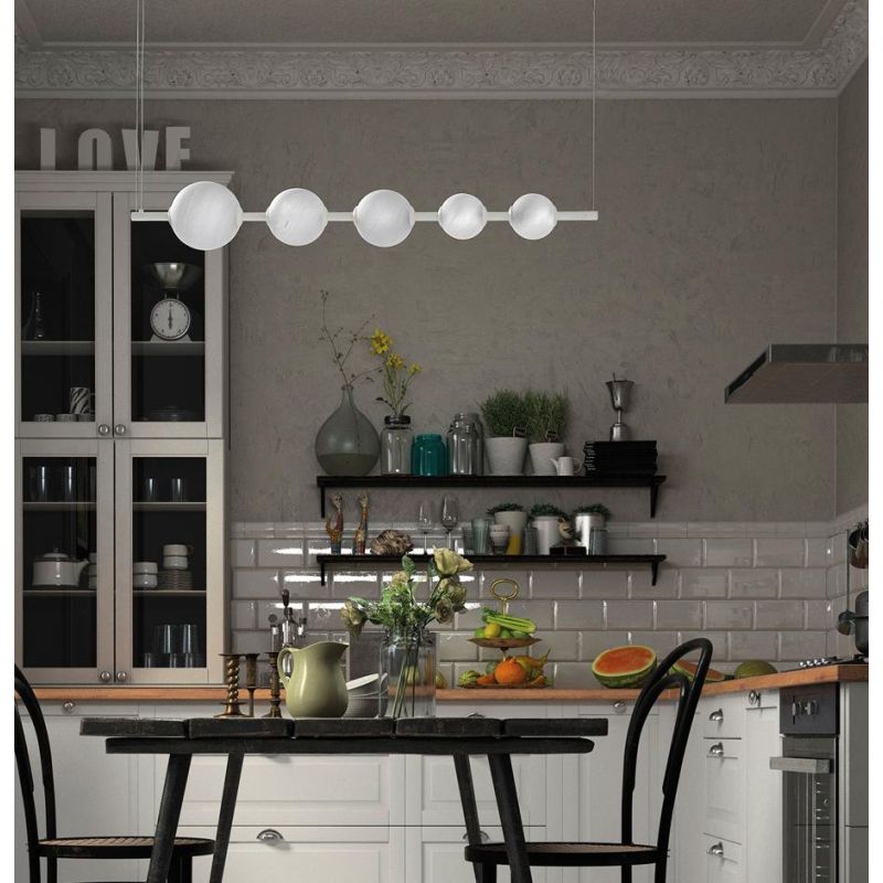 STICK SOSPENSIONE LINEARE LED 50W BIANCA O NERA DIFFUSORI IN VETRO EFFETTO ALABASTRO LUCE 3000K DIMMERABILE