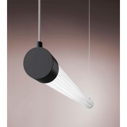 KALEIDE SOSPENSIONE LINEARE LED 40W BIANCA O NERA DIFFUSORE TRASPARENTE RIGATO LUCE 3000K DIMMERABILE 2