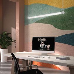 KALEIDE SOSPENSIONE LINEARE LED 40W BIANCA O NERA DIFFUSORE TRASPARENTE RIGATO LUCE 3000K DIMMERABILE