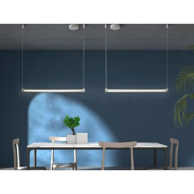 KALEIDE SOSPENSIONE LINEARE LED 40W BIANCA O NERA DIFFUSORE TRASPARENTE RIGATO LUCE 3000K DIMMERABILE
