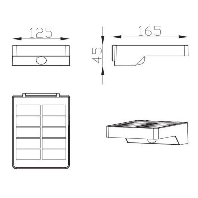 FOMOSA APPLIQUE DA ESTERNO IP44 AD ENERGIA SOLARE E CON SENSORE DI MOVIMENTO ANTRACITE LED 4,8W RL - Cristalensi Shop Online