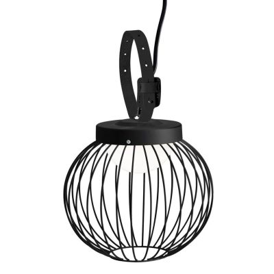 CAGE LAMPADA A SOSPENSIONE DA ESTERNO IP65 CON GABBIA IN ALLUMINIO NERO LED 20W LUCE 3000K