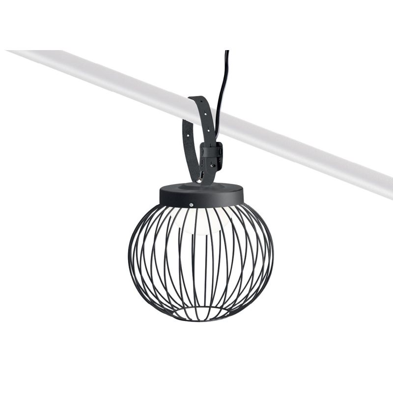 CAGE LAMPADA A SOSPENSIONE DA ESTERNO IP65 CON GABBIA IN ALLUMINIO NERO LED 20W LUCE 3000K