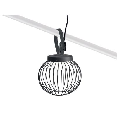 CAGE LAMPADA A SOSPENSIONE DA ESTERNO IP65 CON GABBIA IN ALLUMINIO NERO LED 20W LUCE 3000K