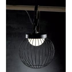 CAGE LAMPADA A SOSPENSIONE DA ESTERNO IP65 CON GABBIA IN ALLUMINIO NERO LED 20W LUCE 3000K