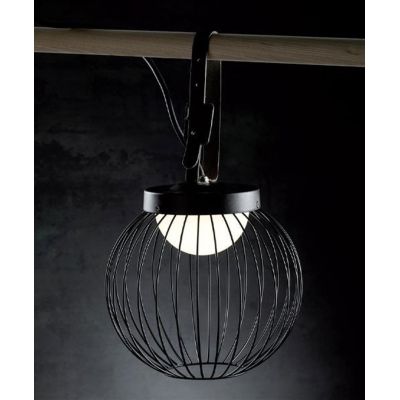 CAGE LAMPADA A SOSPENSIONE DA ESTERNO IP65 CON GABBIA IN ALLUMINIO NERO LED 20W LUCE 3000K