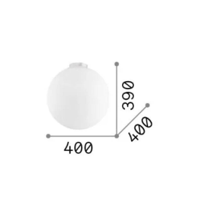 PLAFONIERA MODERNA CON DIFFUSORE A SFERA IN VETRO SOFFIATO BIANCO DIAMETRO CM 40 CRISTALENSI - Cristalensi Shop Online