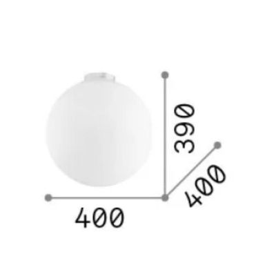 PLAFONIERA MODERNA CON DIFFUSORE A SFERA IN VETRO SOFFIATO BIANCO DIAMETRO CM 40 CRISTALENSI - Cristalensi Shop Online