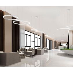 GAME BIS SOSPENSIONE A 2 ANELLI BIEMISSIONE LED 95W CCT 3000K-4000K IN 16 COLORI LARGHEZZA 80 CM 2