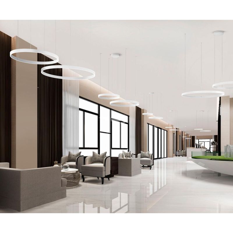 GAME BIS SOSPENSIONE A 2 ANELLI BIEMISSIONE LED 95W CCT 3000K-4000K IN 16 COLORI LARGHEZZA 80 CM