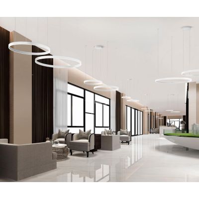 GAME BIS SOSPENSIONE A 2 ANELLI BIEMISSIONE LED 95W CCT 3000K-4000K IN 16 COLORI LARGHEZZA 80 CM